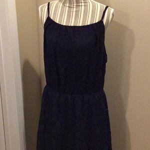 Espresso Navy Blue Elastic Waist Spaghetti Strap Lace Dress Size 2X